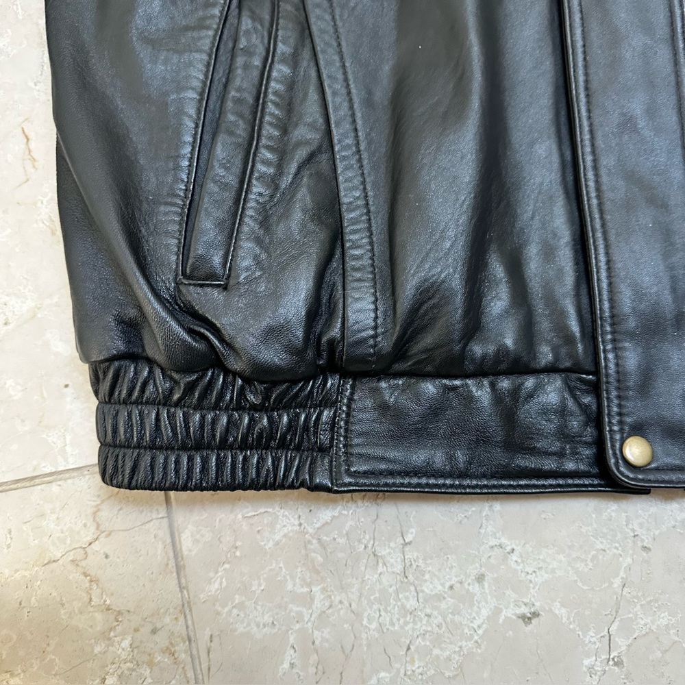 Men’s Vintage Wilson Black Leather‎ Bomber Jacket With Eagle Embroidery Size XL - Picture 7 of 10